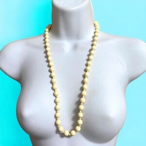 Vintage Cream Beads Necklace Covered Screw Clasp